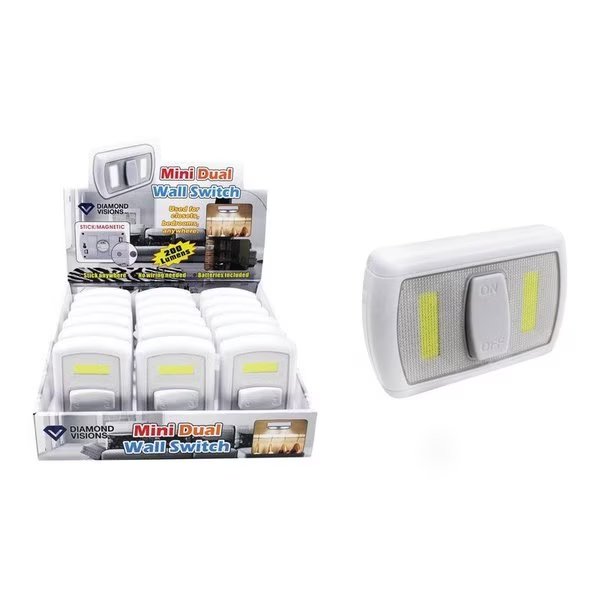 Diamond Visions Manual Battery Powered Mini COB LED Night Light w/Switch, Home Plus, Mfr#: 08-2081